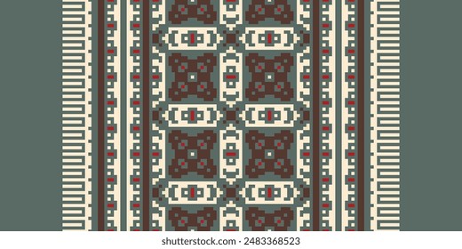 Bukhara pattern Seamless Mughal architecture Motif embroidery, Pixel Ikat embroidery vector Design for Print egyptian pattern tibetan mandala bandanna