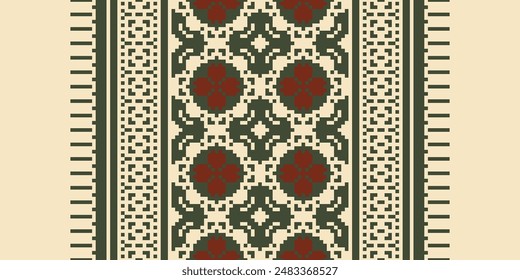 Bukhara pattern Seamless Mughal architecture Motif embroidery, Pixel Ikat embroidery vector Design for Print australian curtain pattern geometric pillow model kurti mughal flowers