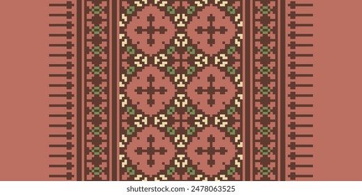 Patrón de Bukhara inconsútil nativo americano, bordado de motivos, diseño de Vector de bordado Pixel Ikat para imprimir un sinfín de tela arabesca dupatta chal bandana impresión de seda kurta hombres
