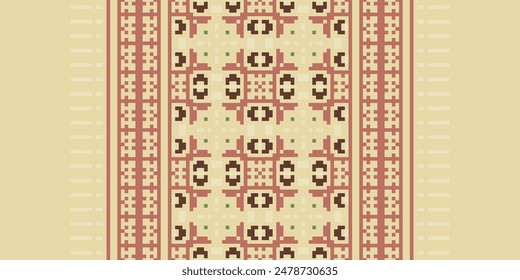 Patrón de Bukhara inconsútil nativo americano, bordado de motivos, diseño de Vector de bordado Pixel Ikat para impresión vyshyvanka placemat quilt sarong sarong beach kurtis motivos indios