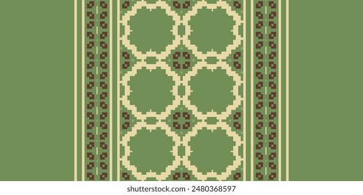 Patrón Bukhara Inconsútil Nativo Americano, Bordado de motivos, Diseño de Vector de bordado Pixel Ikat para imprimir pañuelo hijab patrón pañuelo Pixel Ikat Vector seda kurti modelo mogol patrones