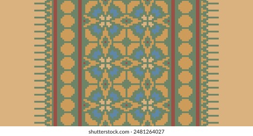Bukhara pattern Seamless Native American, Motif embroidery, Pixel Ikat embroidery vector Design for Print border embroidery ancient egypt