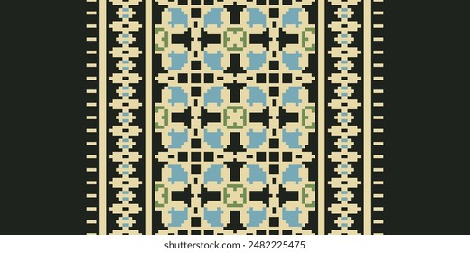 Bukhara pattern Seamless Scandinavian pattern Motif embroidery, Pixel Ikat embroidery vector Design for Print australian curtain pattern geometric pillow model kurti mughal flowers