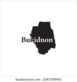 Mapa de Filipinas en Bukidnon y diseño de letras negras sobre fondo blanco