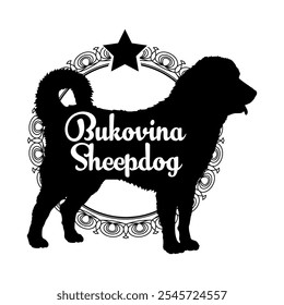 Bukovina Silueta de perro pastor, perro, razas de perro, Vector, silueta, diseño de logotipo, animal, ilustración, icono, signo, negro, mascota