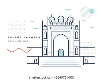 Buland Dawaza - Fatehpur Sikri, Uttar Pradesh - Stock Illustration as EPS 10 File