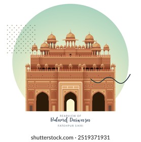 Buland Dawaza - Retrospectiva - Fatehpur Sikri, Uttar Pradesh - Ilustração de Stock como arquivo EPS 10