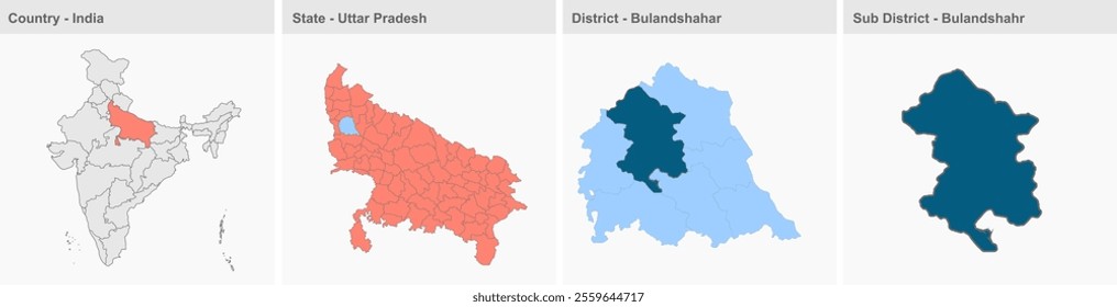 Bulandshahr map, Bulandshahr District, Uttar Pradesh State, Republic of India, Government of  Uttar Pradesh, Indian territory, Eastern India, politics, village, tourism