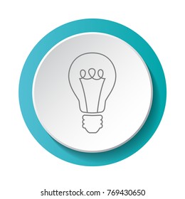 Bulb - 3d button isolated on white background. Vector.