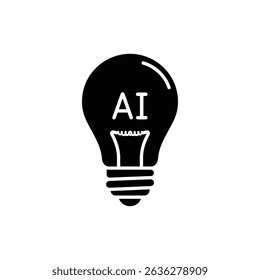 Bulb with AI inside filament representing smart ideas and artificial intelligence