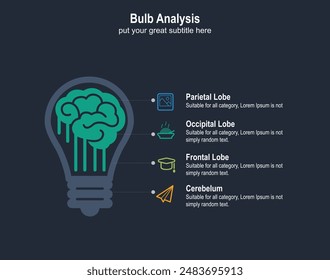 Bulb Analysis infographic concept editable icons set isolated on colour background flat vector illustration. Pixel perfect. Vector (EPS) – Scalable to any size. High-quality im