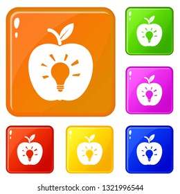 Bulb apple icons set collection vector 6 color isolated on white background