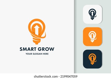 bulb arrow concept for smart business grow, accounting finance logo design