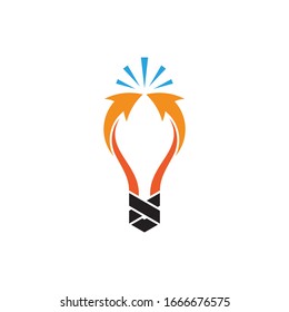 Bulb and arrow logo concept, creative idea, invention and innovation