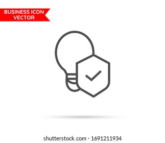 Bulb with badge Business line icon 10 eps. Flat design.