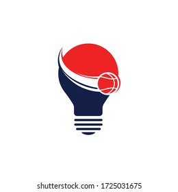 Bulb and basketball vector logo design. Vector illustration of a combination of lights and basketball.