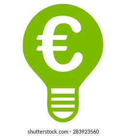 Bulb from BiColor Euro Banking Icon Set. Vector style: flat, eco green symbol, rounded angles, white background.