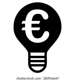 Bulb from BiColor Euro Banking Icon Set. Vector style: flat, black symbol, rounded angles, white background.