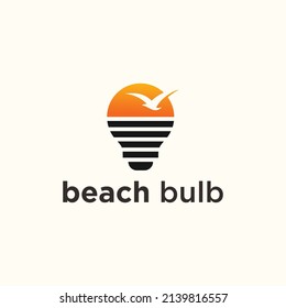 bulb bird logo with light bulb and seagull vector silhouette illustration
