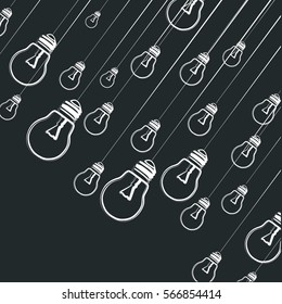 Bulb, black and white, vector