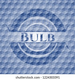 Bulb blue badge with geometric pattern.