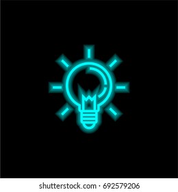 Bulb blue glowing neon ui ux icon. Glowing sign logo vector