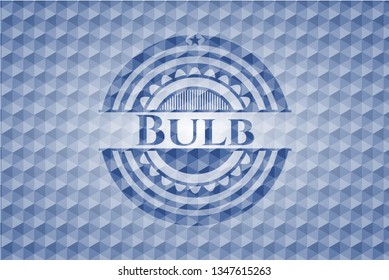 Bulb blue polygonal emblem.