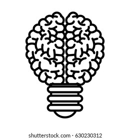 bulb brain creative ilumination intelligence outline