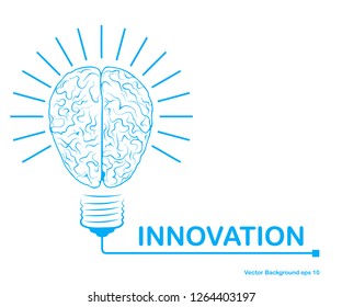Bulb with Brain icon in white background, bulb future technology, innovation background, creative idea concept, Creative Brain Concept. Vector Illustration