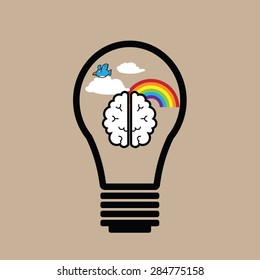 Bulb brain idea nature balance icon vector
