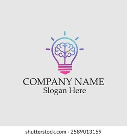 Bulb with brain Logo design