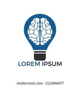 Bulb and brain logo design. Creative light bulb idea brain vector icon.