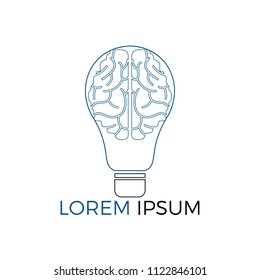 Bulb and brain logo design. Creative light bulb idea brain vector icon.