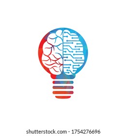 Bulb and brain logo design. Creative light bulb idea brain vector icon.