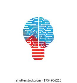 Bulb and brain logo design. Creative light bulb idea brain vector icon.