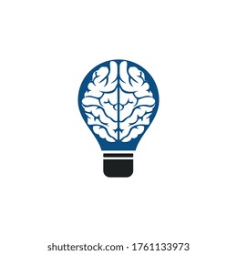 Bulb and brain logo design. Creative light bulb idea brain vector icon.