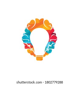 Bulb and brain logo design. Creative light bulb idea brain vector icon.
