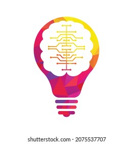 Bulb and brain logo design. Creative light bulb idea brain vector icon.