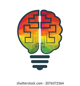 Bulb and brain logo design. Creative light bulb idea brain vector icon.