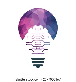 Bulb and brain logo design. Creative light bulb idea brain vector icon.