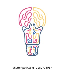 bulb and brain logo design element