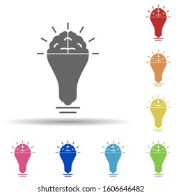 Bulb, brain, power of imagination in multi color style icon. Simple glyph, flat vector of business icons for ui and ux, website or mobile application