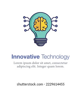 Bulb and brain Vector illustration icon, Related to Innovative Technology and school education
