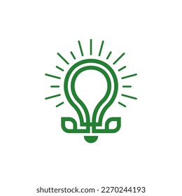 Diseño de logotipo creativo de la naturaleza de la hoja brillante de bombilla