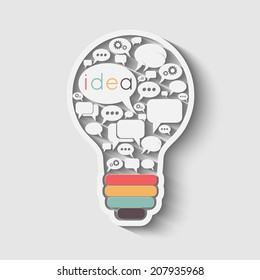 bulb with bubble speech, an idea concept, vector illustration