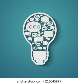 bulb with bubble speech, an idea concept, vector illustration