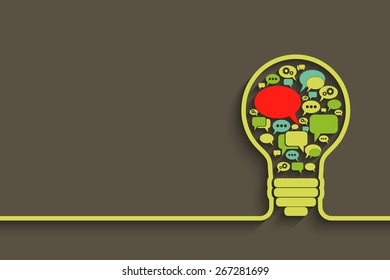 bulb with bubble speech, an idea concept. Vector illustration for your design