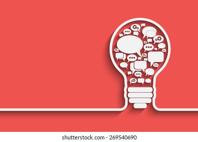 bulb with bubble speech, an idea concept, vector illustration for your design