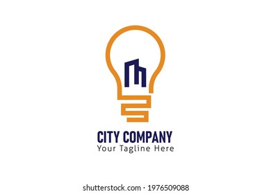 Bulb Building idea logo Template Clean and professional