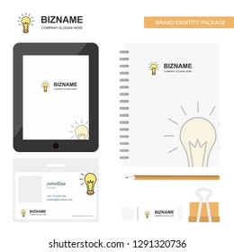 Bulb Business Logo, Tab App, Diary PVC Employee Card and USB Brand Stationary Package Design Vector Template